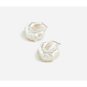 J.Crew $48 Lightweight Sculpted Hoop Earrings Burnished Silver BN309